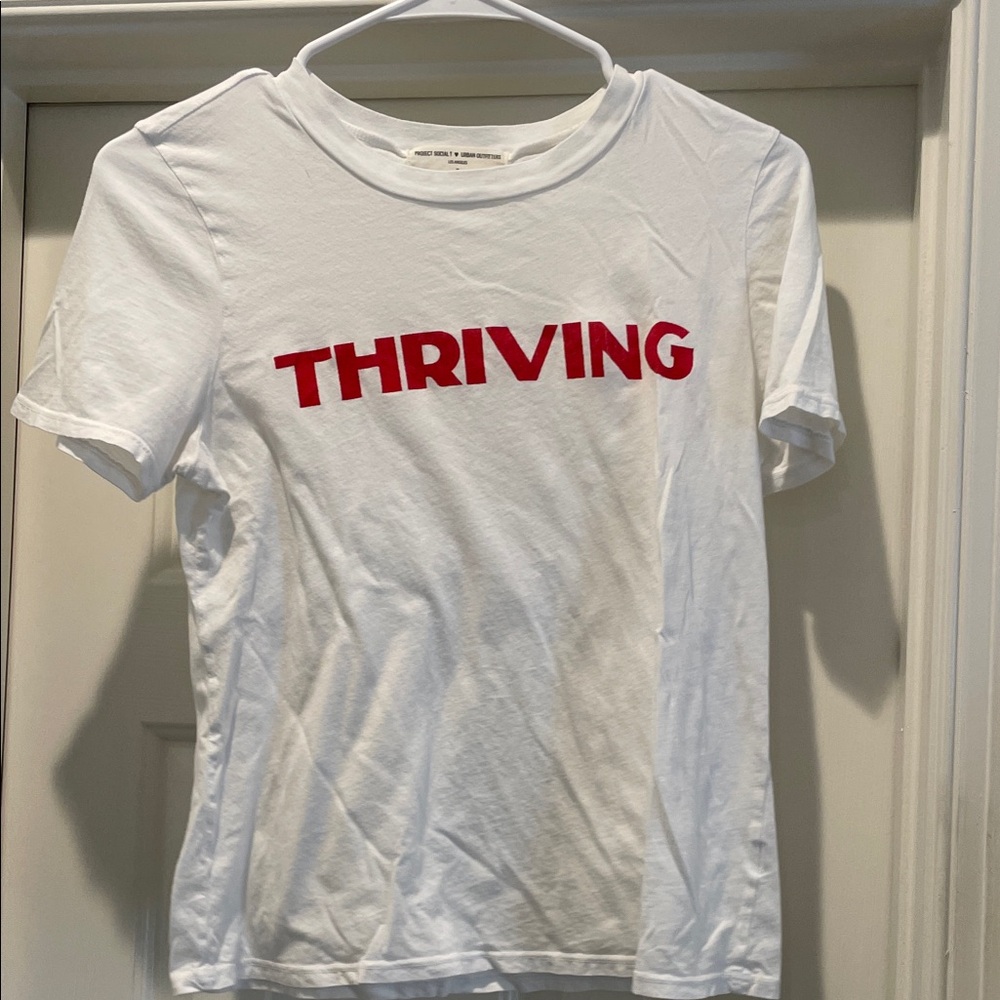 Urban Outfitters Project Social T White Tee with Red Print
